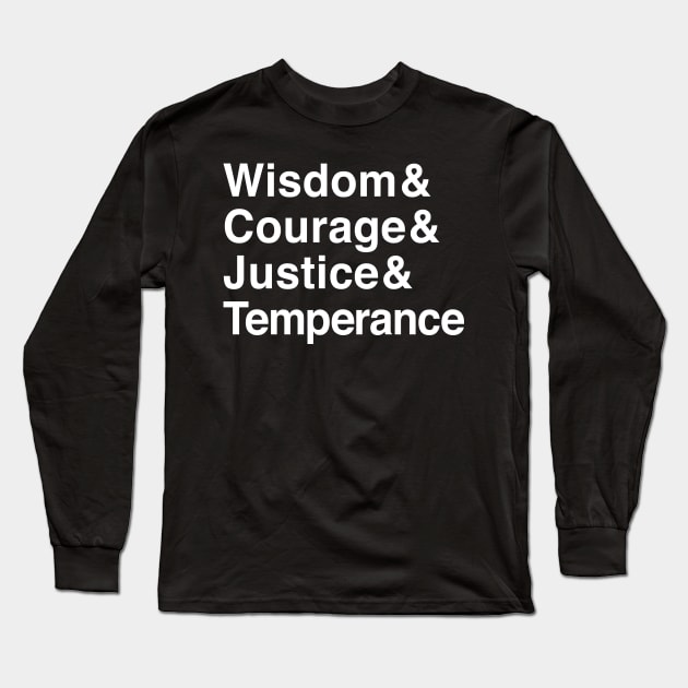 Wisdom & Courage & Justice & Temperance The Four Stoic Virtues Long Sleeve T-Shirt by Elvdant